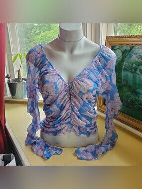 Zara Sheer Floral Long Sleeve Top